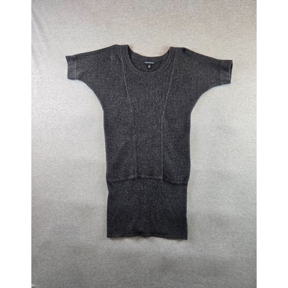 Banana Republic Sweater‎ Dress Size XS Petite Gray Wool Cashmere Ribbed S/S Midi
